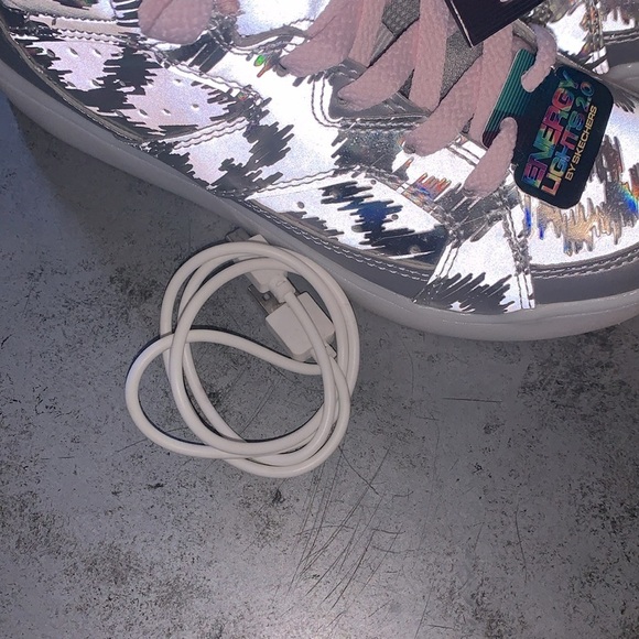 Skechers Energy Lights 2.0 Pink And Gray High Top Shoes size 1.5 girls NWT - Picture 11 of 11